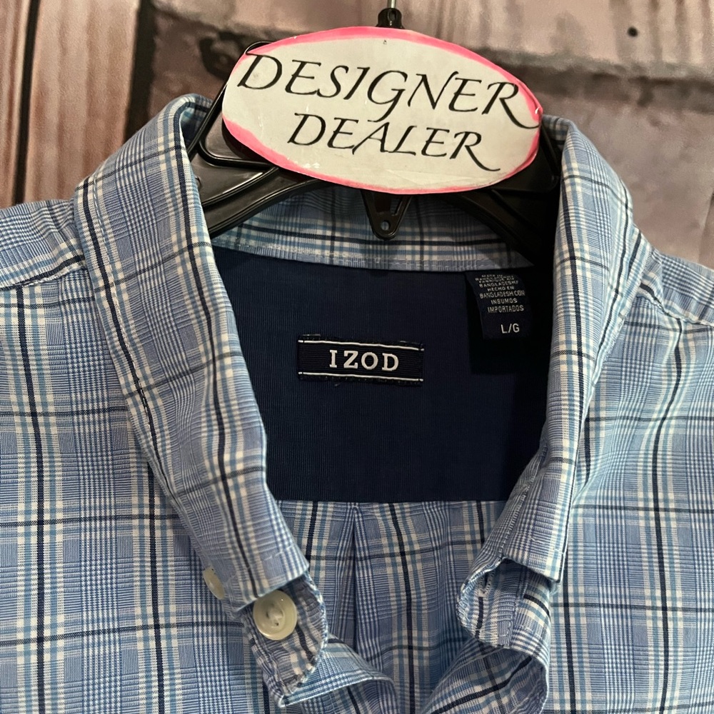 Men’s IZOD Blue Plaid Button Down Shirt Size Large VGC! - Picture 5 of 12